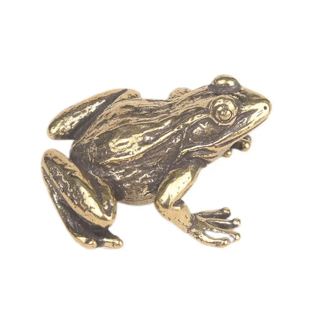 

1PCS Wealth Statue Tea Pet Creative Brass Ornament Exquisite Frogs Statue Decor Small Desktop Figurines