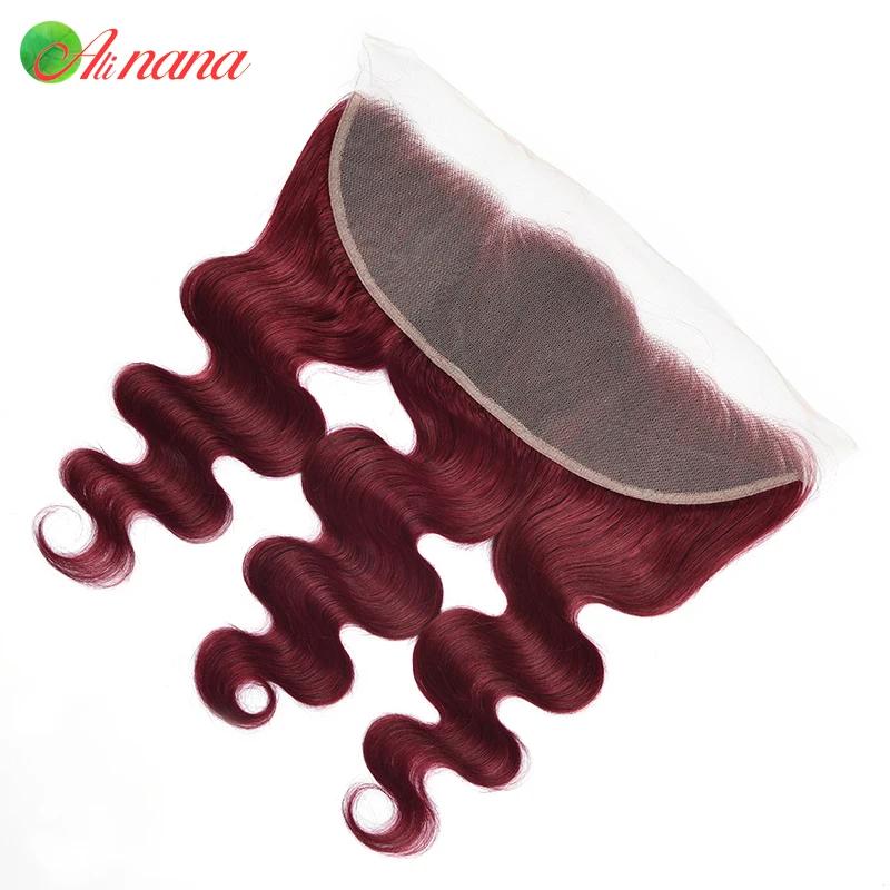 Человеческие волосы Alinana 99J волнистые с застежкой 5 Х5 бразильские темно-бордового