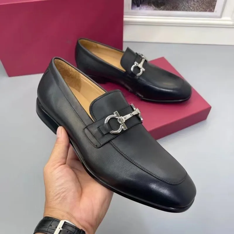 

Guangzhou Leather European Men's black British Business Casual Shoes Square a Pedal Dress Wedding Shoes Tide Sizes 38~45