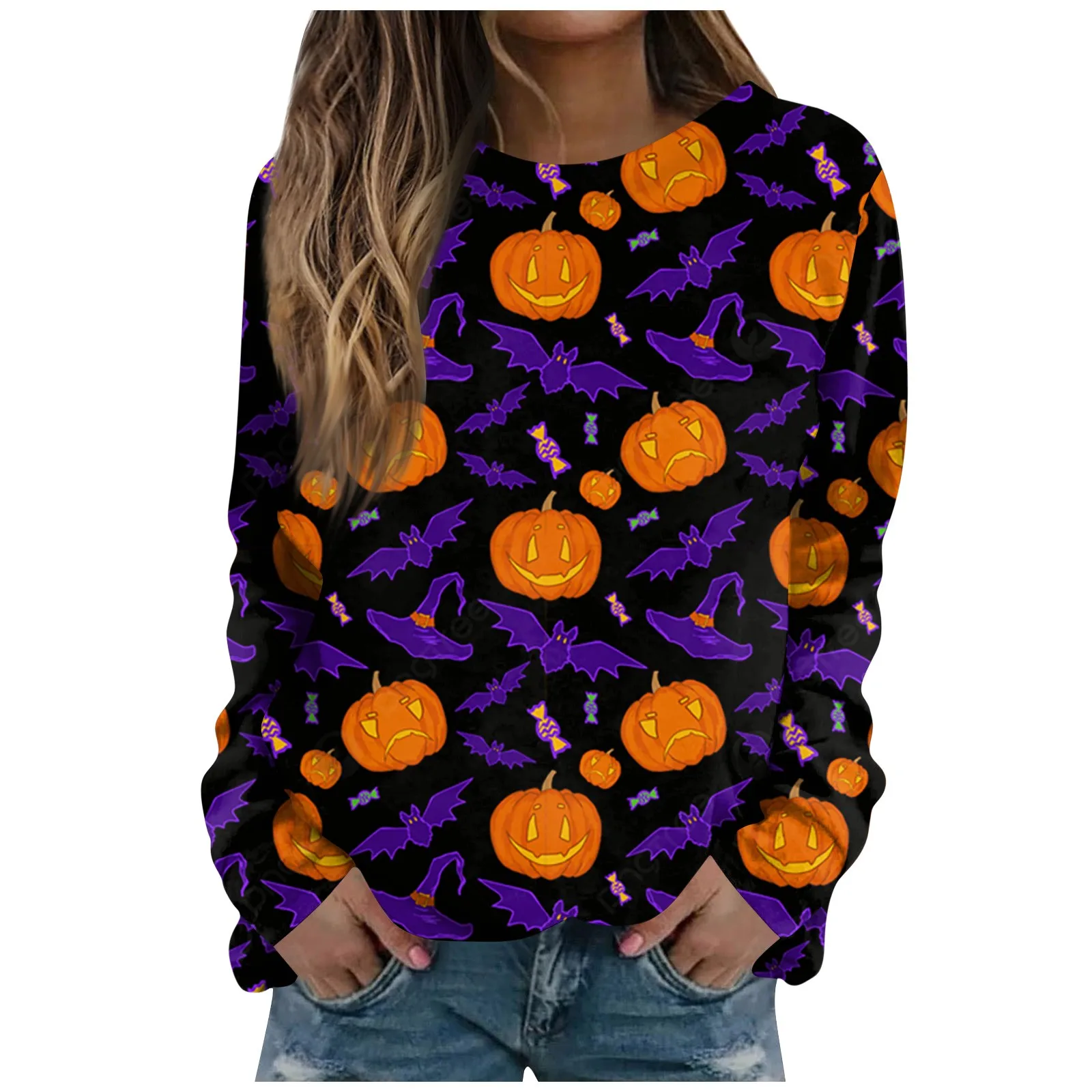 

Женская блузка с рисунком в виде тыквы