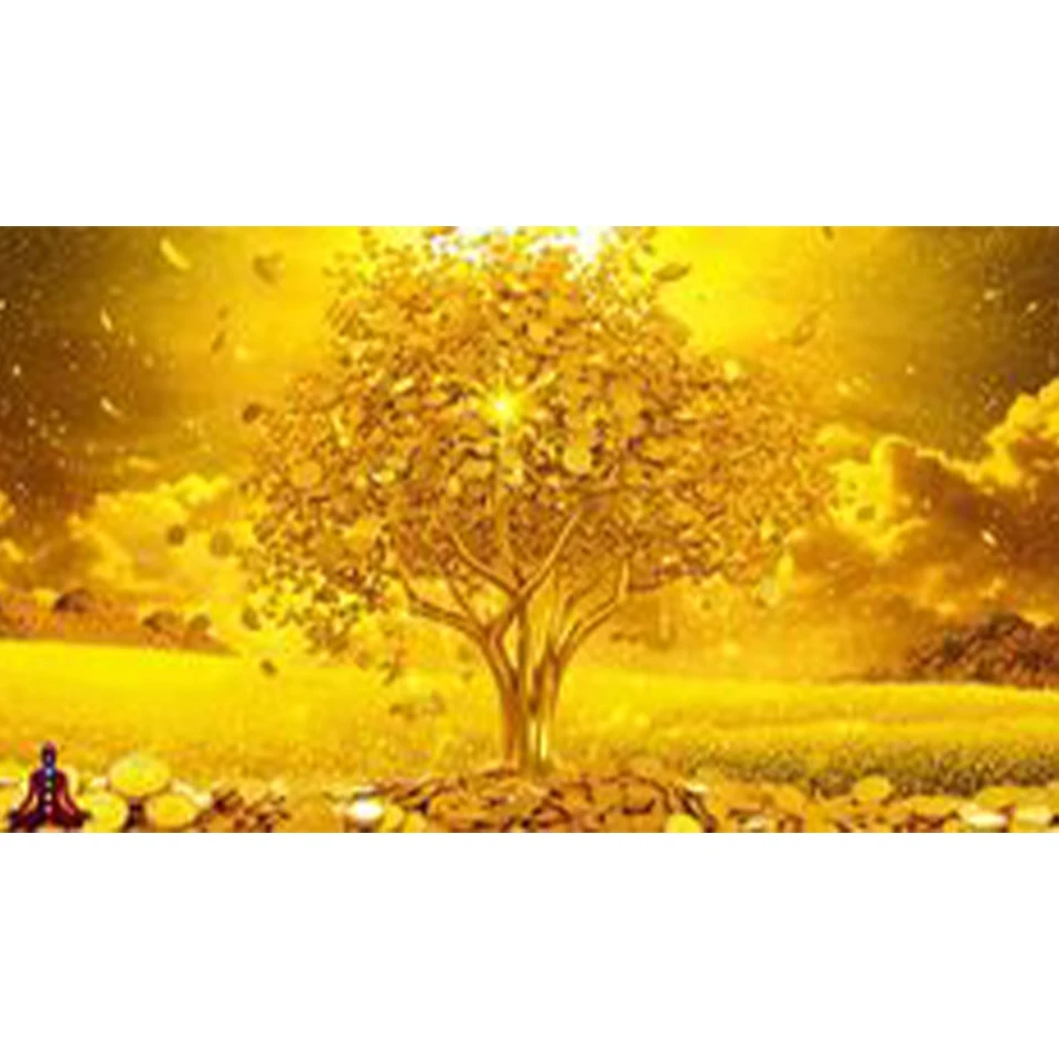 5D Diy Алмазная картина Современные золотые деньги Дерево Картина горного хрусталя