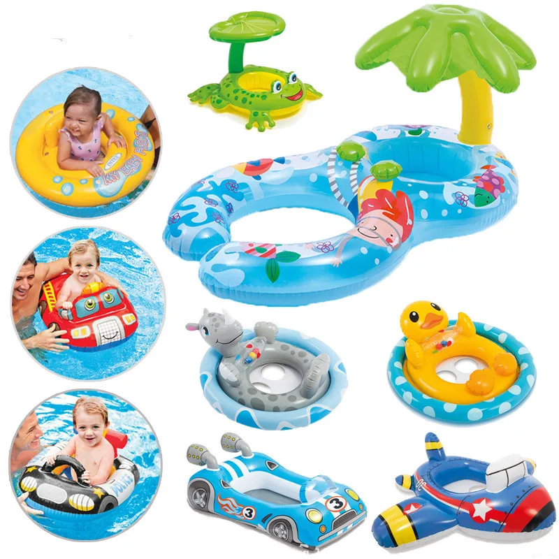 

Baby Swimming Ring with Sunshade Pool Float Flamingo Inflatable Swimming Circle Baby Seat Swim Pool Toys Summer Party Life Buoy