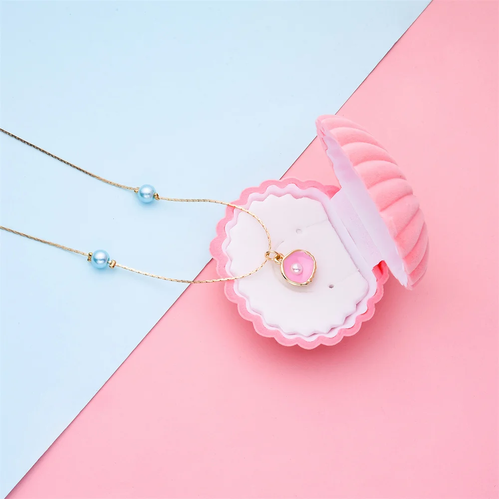 

Fashion Mermaid Shell Pearl Pendant Simple Luxurious Summer Beach Scenery Chain Necklace for Girl Woman Birthday Gift