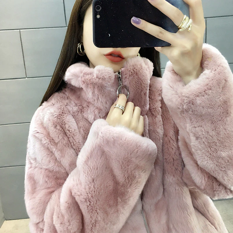 Faux Mink Fur Jacket Women's Winter Warm Short Plush Coat 2022 New Korean Fashion Fluffy Thick Coat Faux Fur Furry Teddy Jacket