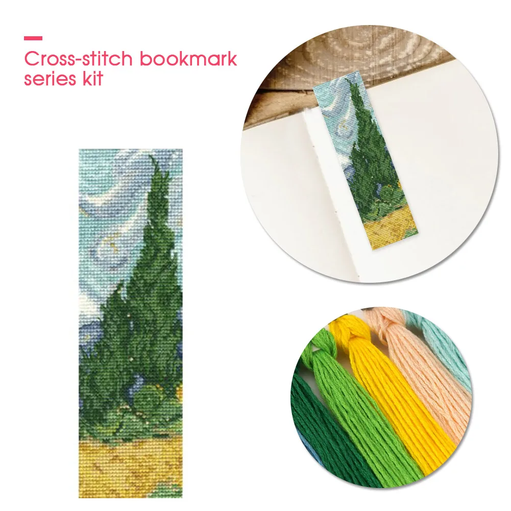 

DIY Double Sides Bookmark Counted Cross Stitch Kits 14CT Needlework Sets Stationery Page Marker School Supplies