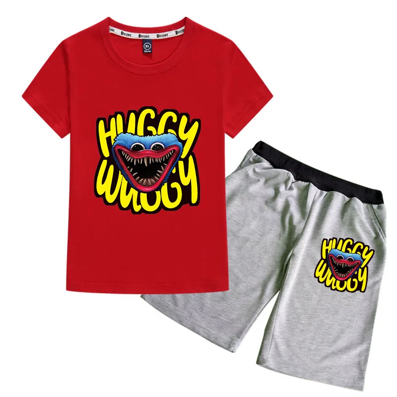 

Summer Poppy Playtime TShirt Kids Horror Game Clothes Boys Short Sleeve T-shirt Shorts 2pcs Set Girls Fashion Cartoon Streetwear