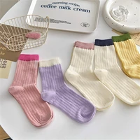 womens candy color matching medium tube socks korean japanese summer thin small fresh solid color versatile stockings