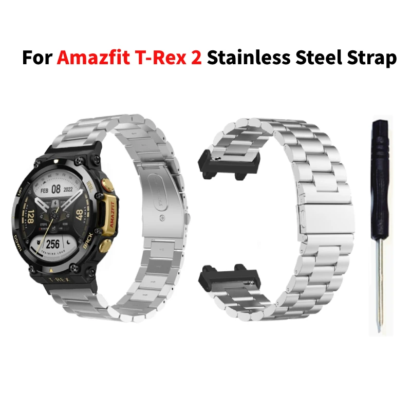

New Band For Aamazfit T-Rex 2 Metal Bracelet For Xiaomi Amazfit T-Rex Pro Metal Strap Stainless Steel Watchband Replacement Band