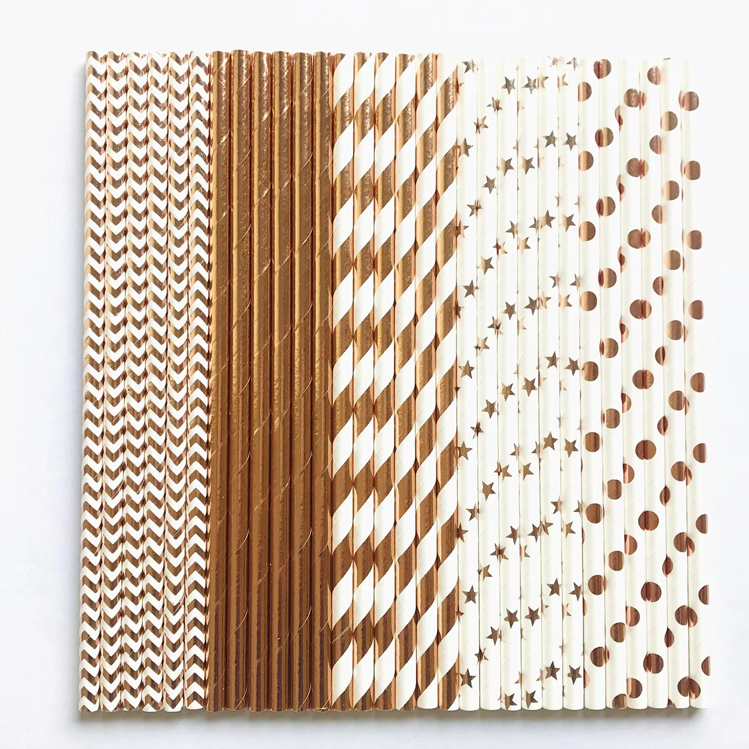 1000 шт. металлические бумажные соломинки из фольги цвета розового золота в