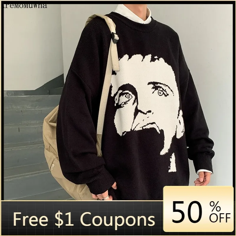 

Свитер мужской осенне-зимний с круглым вырезом, в Корейском стиле, свободный, модный, в стиле Ins, S-2XL