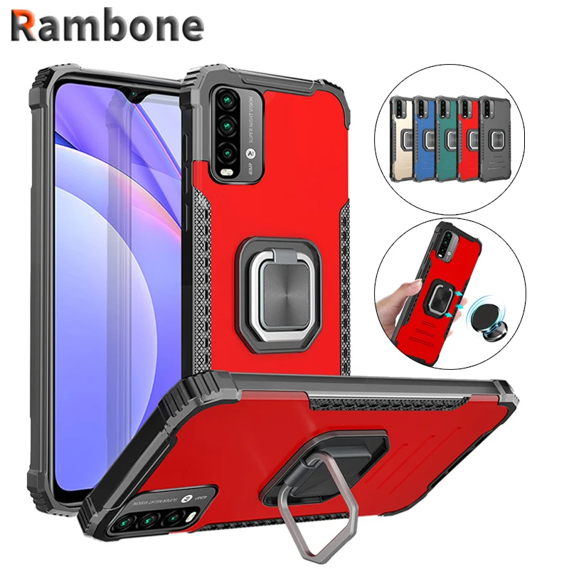 

Shockproof Ring Phone Case For Redmi Note 10 10S 9S 9C 8 10Pro 9Pro Max 8Pro Bracket Cover For Redmi K40Pro K40 9Power 9T 9A 9C