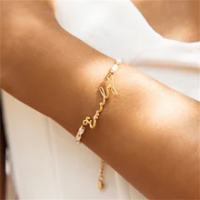 Pearl Chain Signature Name Bracelet Personalized Custom Name Pearl Bracelet Gold Bead Bracelet Christmas Gifts For Women Jewelry