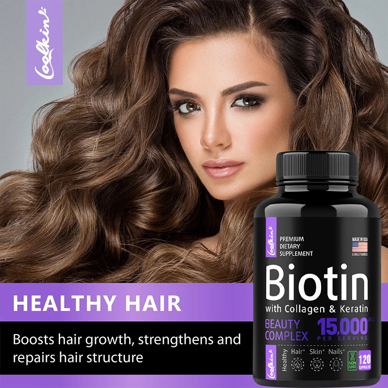 

Biotin 15000 Mcg Collagen Supplement - Supports Hair Growth, Skin & Nails, Joint & Gut Health Vitamin