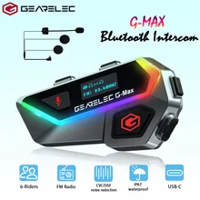 GEARELEC G-Max 오토바이 헬멧, 블루투스 인터콤 헤드셋, 2000m 6 라이더, BT 5.1 인터폰, 무선 통신 시스템