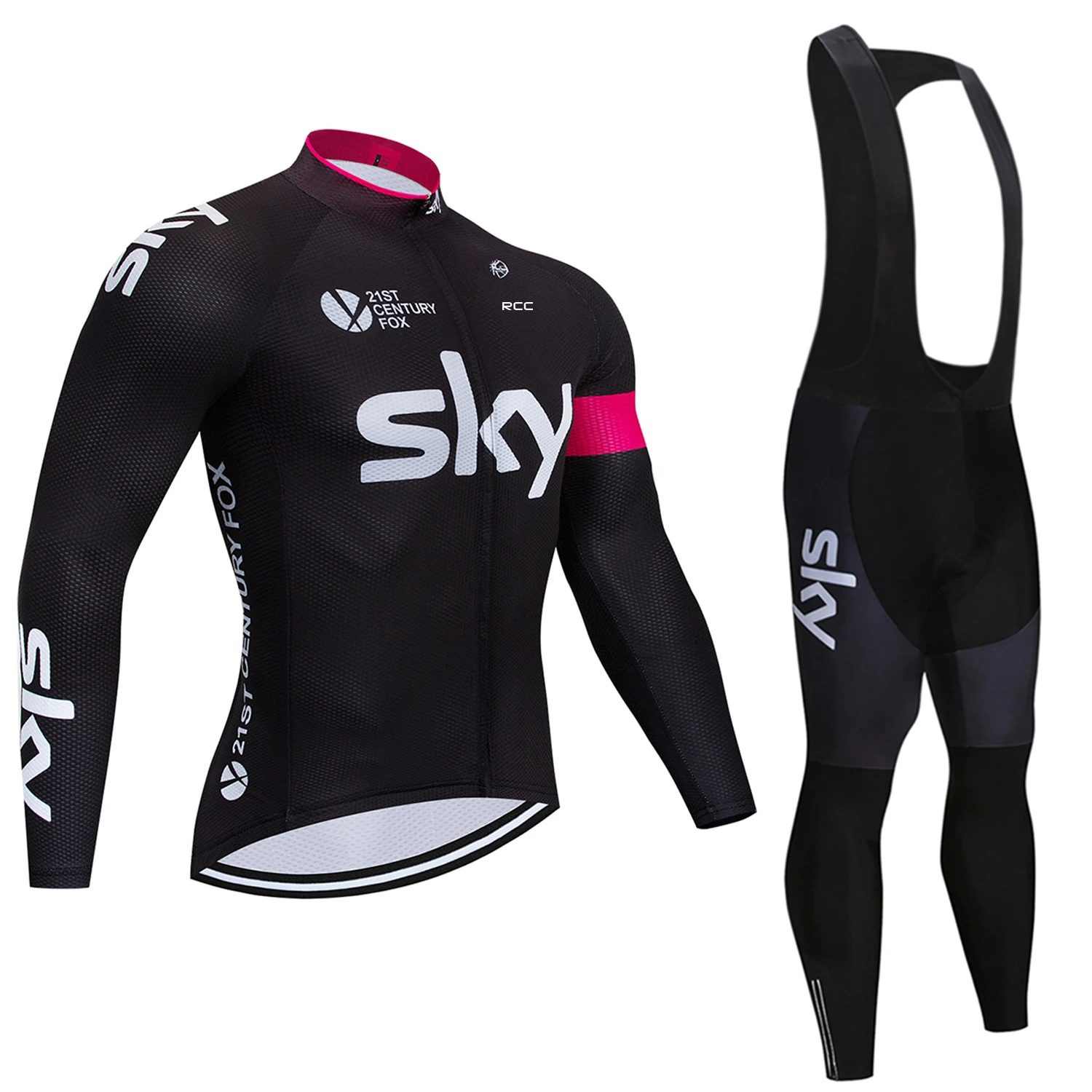 Мужской комплект велосипедного трикотажа RCC Sky с длинными рукавами и гелевой