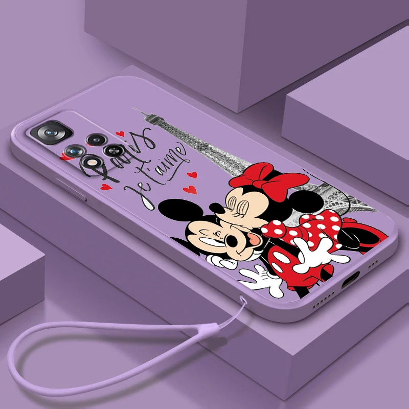 

Liquid Rope TPU Funda London Mickey Minnie mouse Phone Case For Xiaomi Redmi Note 11 11S 11T 10S 10 9S 9T 9 8T 8 Pro Plus 5G