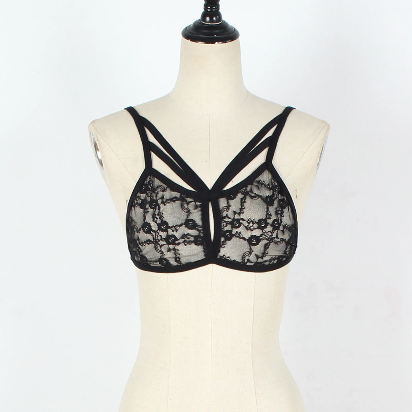 Сексуальный женский кружевной бюстгальтер прозрачный топ сетчатый укороченный