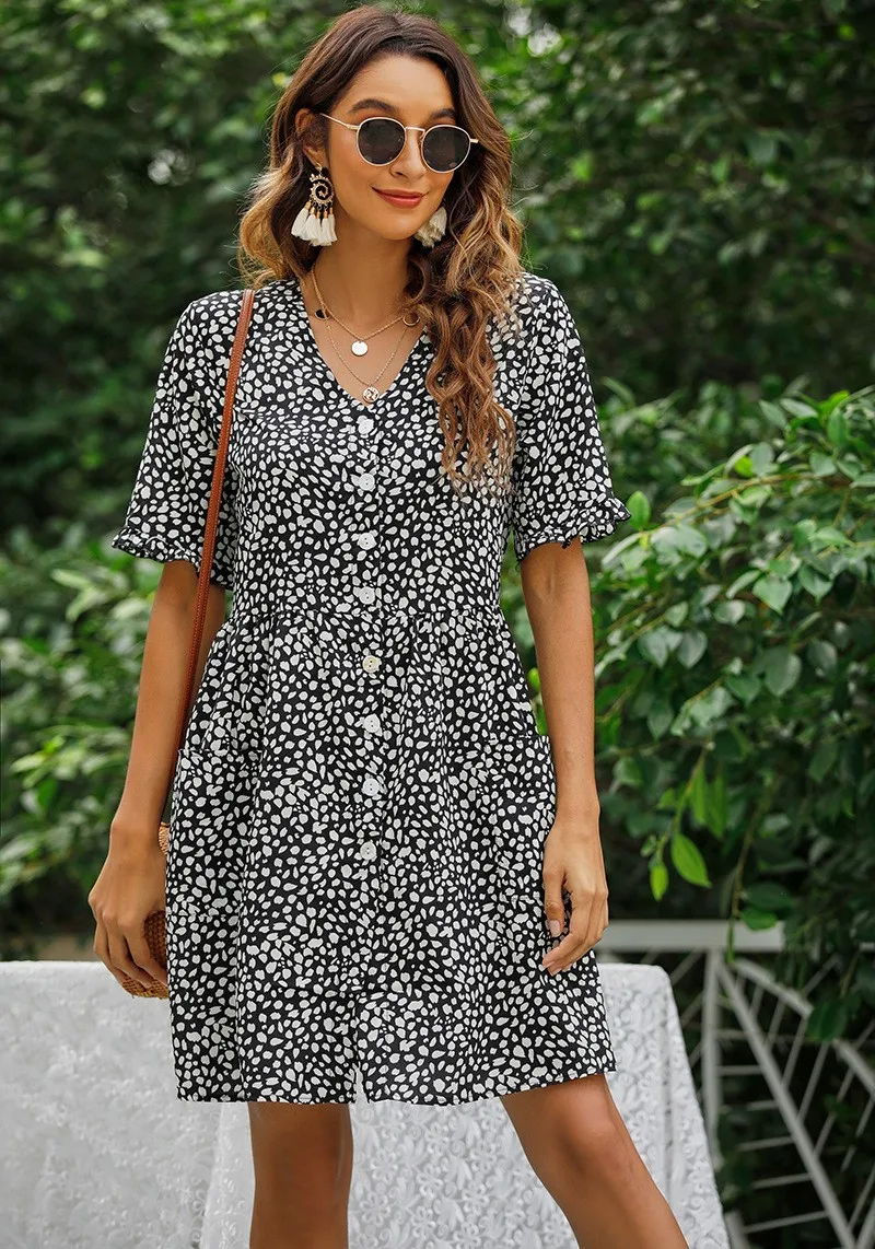 

Bodycon dress for women Square Neck Black Dress Women Elegant Cotton Fashion 2022 spring / summer new pocket Short Sleeve Dress