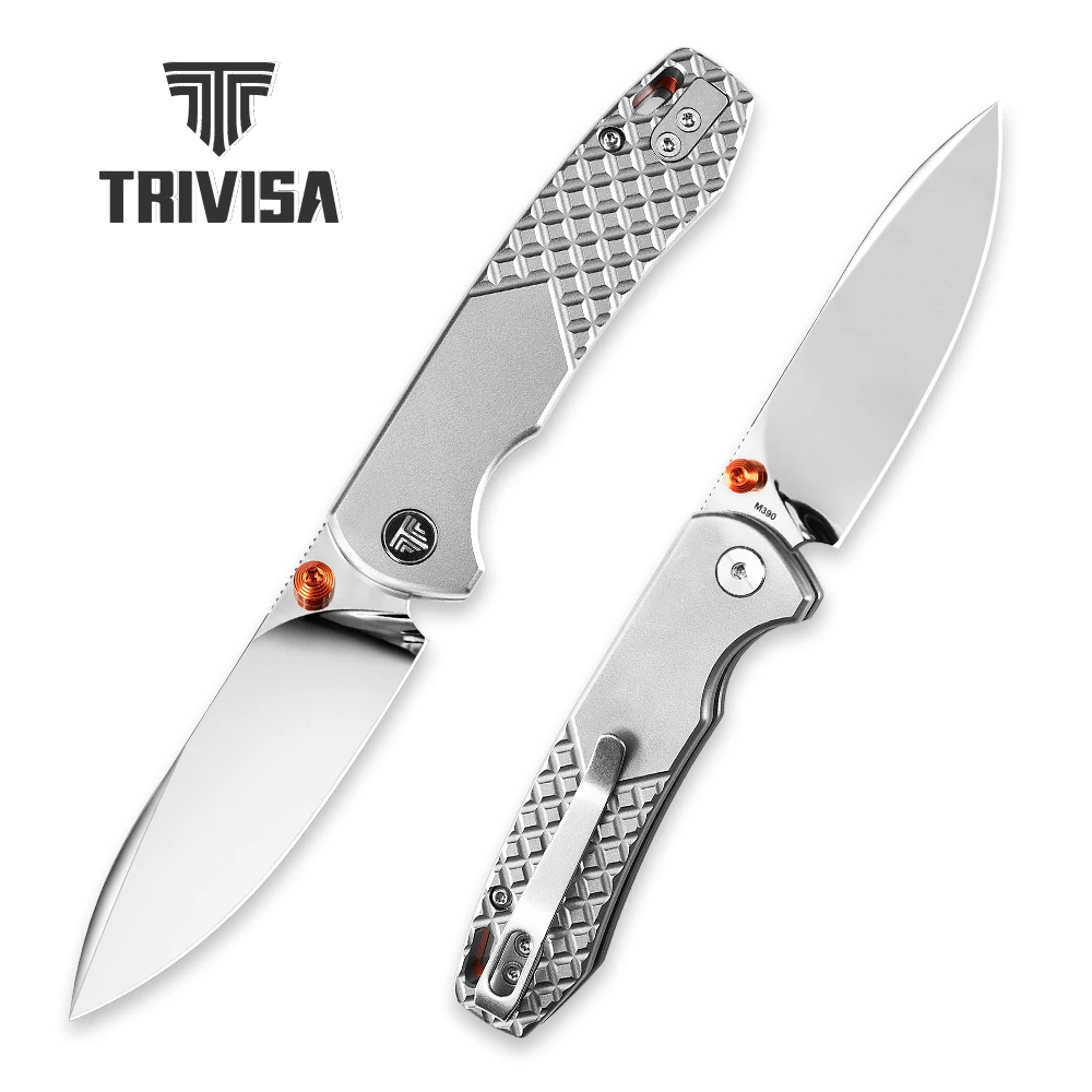 Фото Складной нож TRIVISA Pocket Folding Dragonfly-M с клинком M390 и титановой рукоятью, зеркальная полировка, для кемпинга, активного отдыха, EDC, лимитированная коллекция №2
