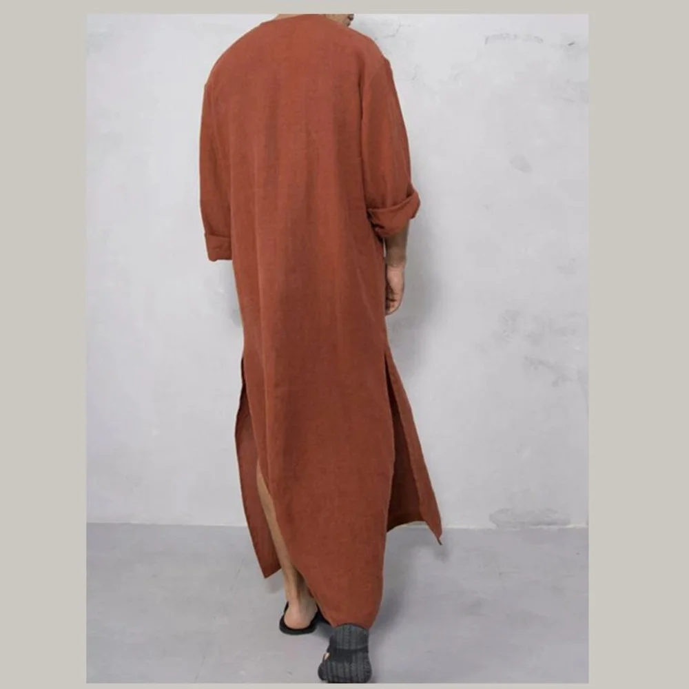 Muslim Dubai New Men's Loose Stand Collar Door Barrel Long Sleeve Robe National Style Robe