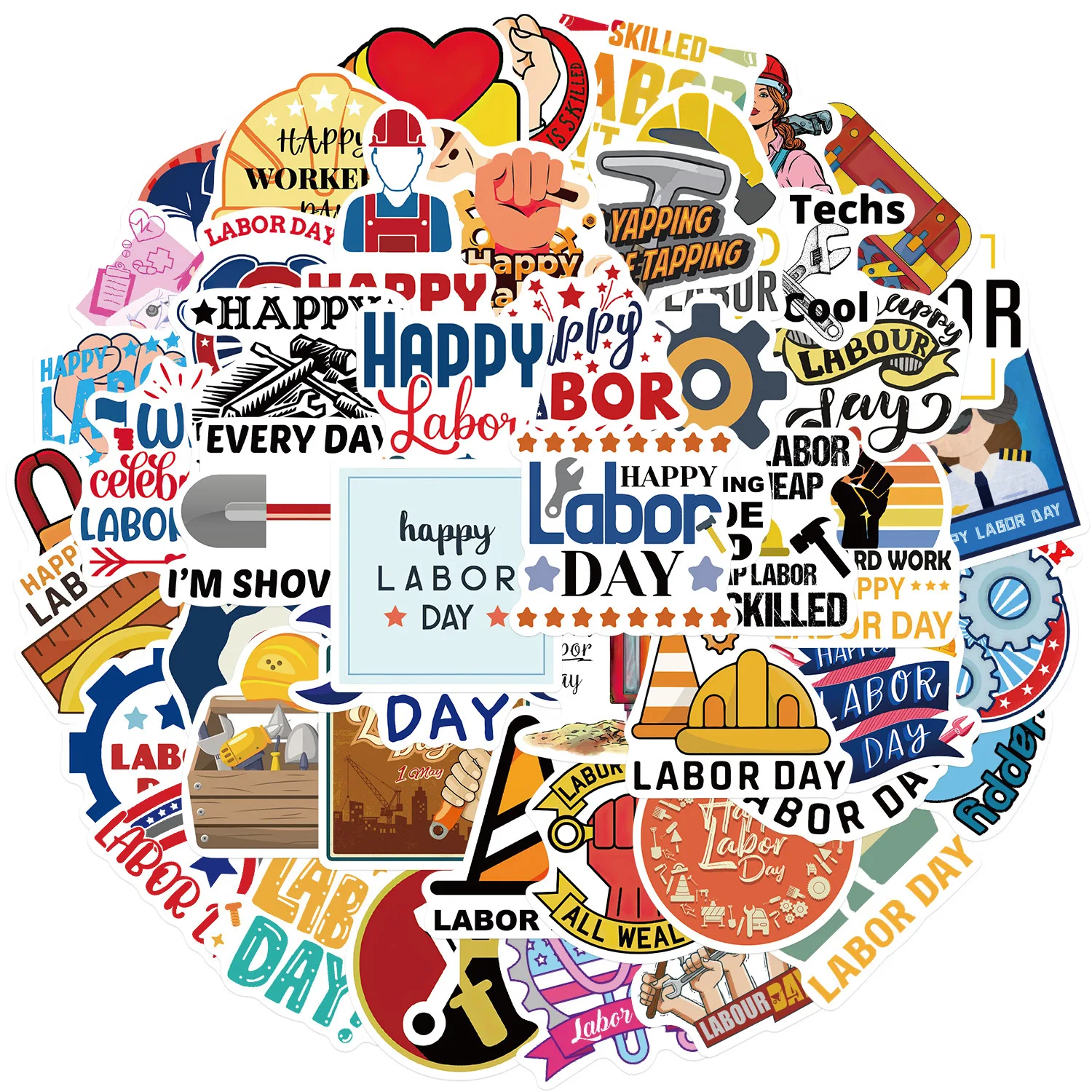 

50Pcs Cartoon Labor Worker Stickers Waterproof Graffiti Ornament Motorcycle Skateboard Refrigerator Decal Toy Applique