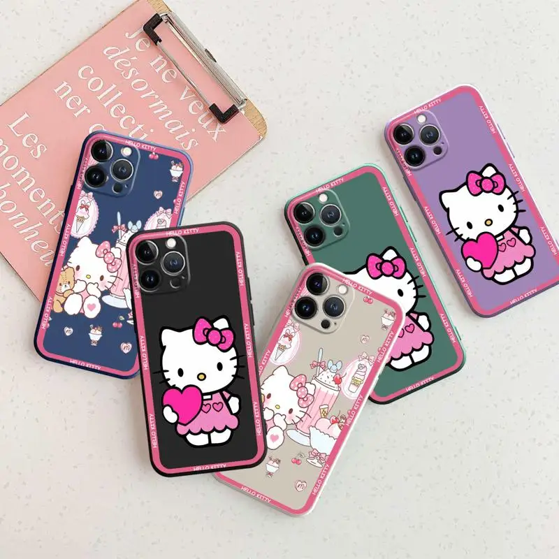 

For iPhone 13 12 14 Pro Max 11 8 XS XR 6 6S 7 Plus X Mini 5 12mini 13mini Than Love Hello Kitty Phone Cover Silicon