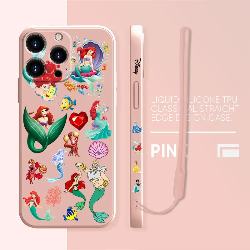 

Bag Shockproof Cell TPU Disney Ariel Princess Jasmine Liquid Case for Apple iPhone 13 12 11 Pro Max 7 8 Plus SE XS XR 13pro
