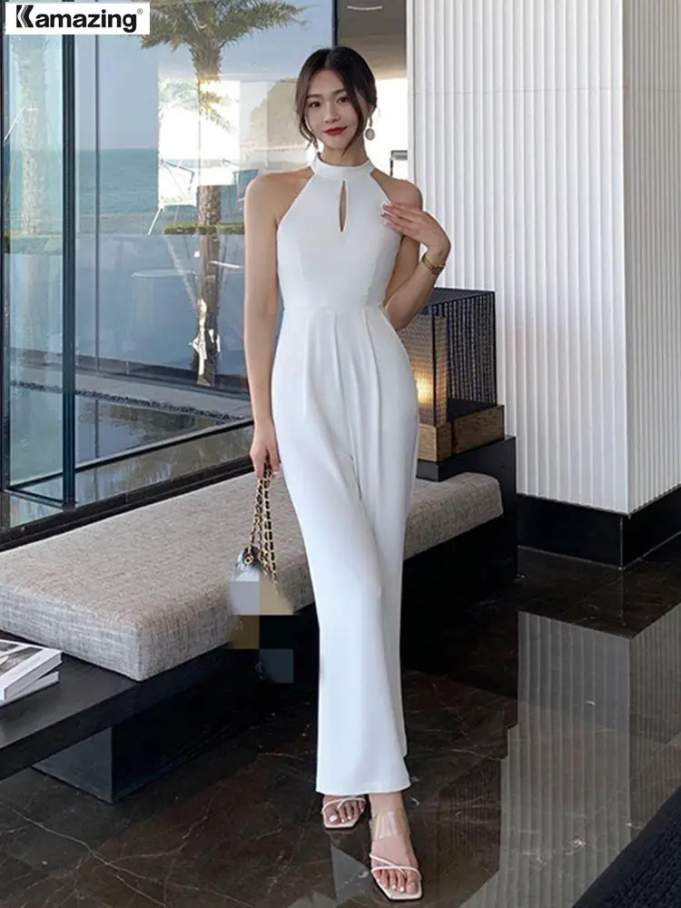 Новые летние женские повседневные белые черные комбинезоны модные элегантные