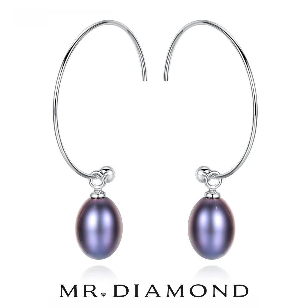 

S925silver women Earring Semicircle C shape Fresh Water Pearl half hoop Earstud Fashion PopularSwing EardropJewelry Friend Party