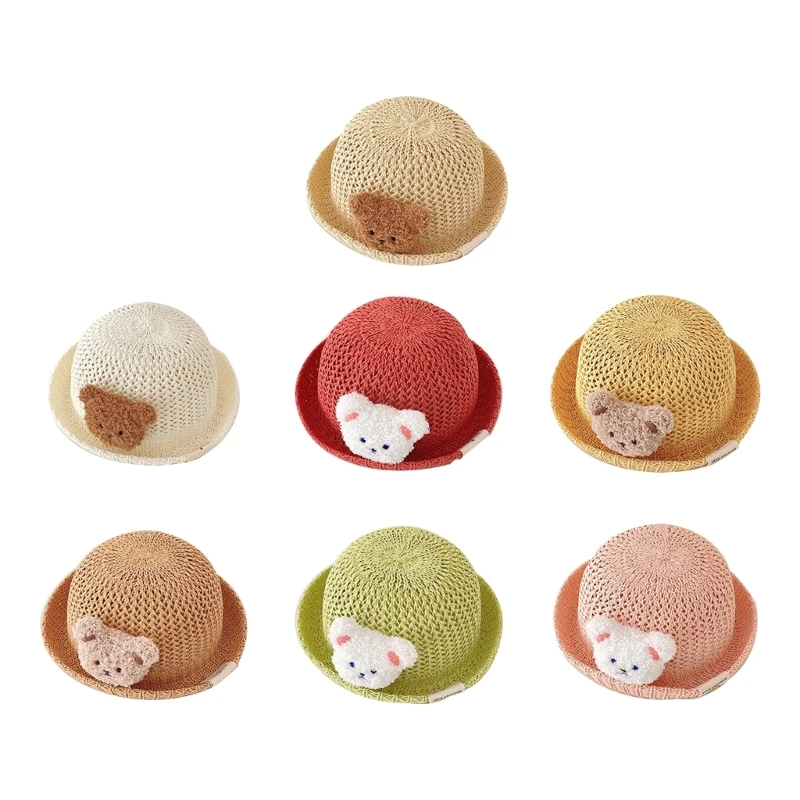 

Детская шапка, пляжные летние шапки с милым плюшевым медведем, украшения, Прямая поставка