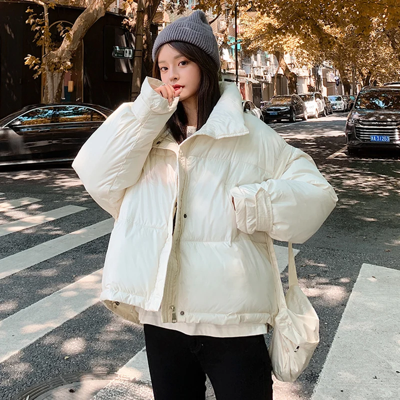 Women's Coat Warm Thick Long-sleeve Puffer Plus Velvet Jackets Overcoat New Winter Down Cotton Loose Parkas Coats Female Outwear