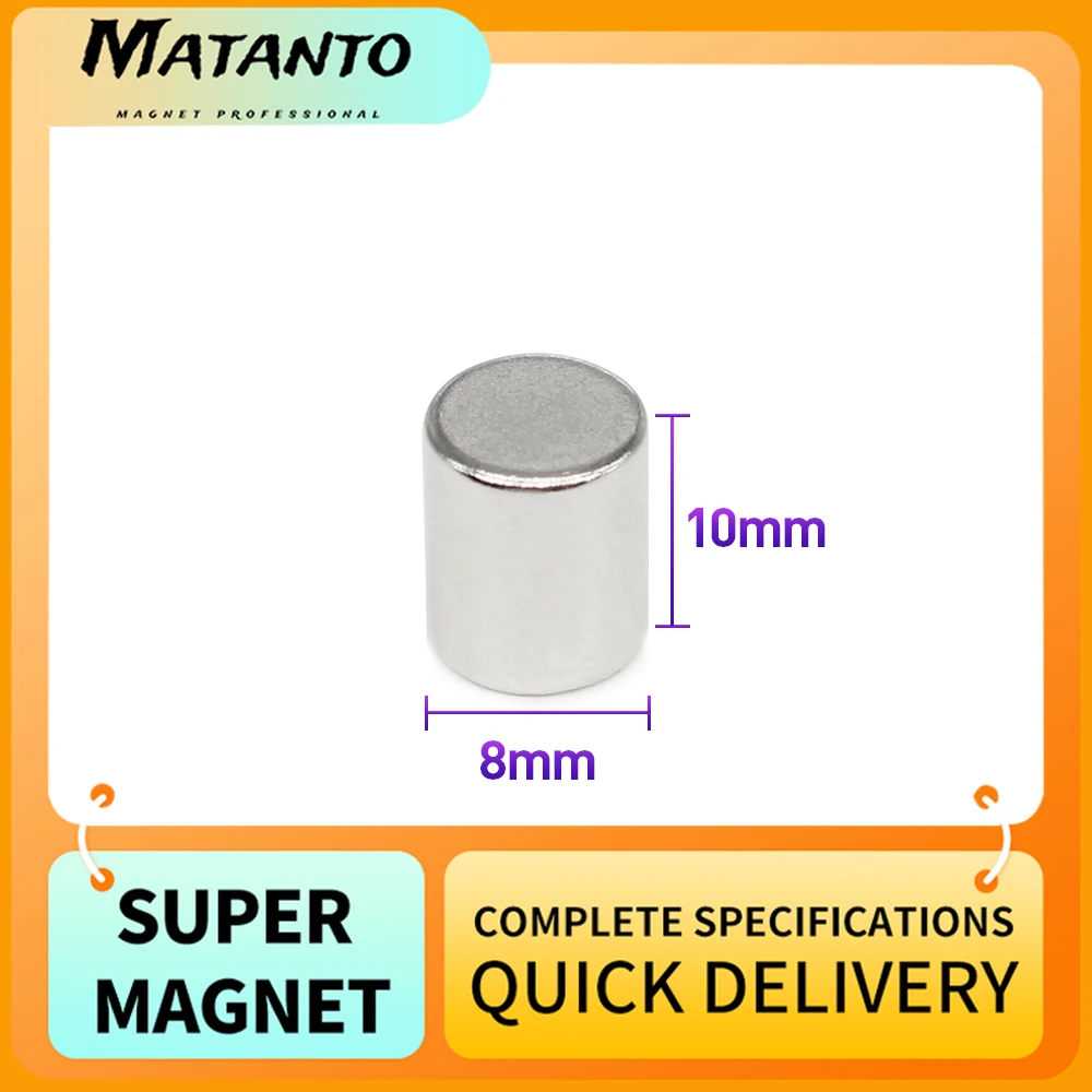 

5/10/20/50/100PCS 8x10 Thick Round Strong Rare Earth Magnet N35 Neodymium Magnets 8x10mm Small Cylinder Permanent Magnet 8*10