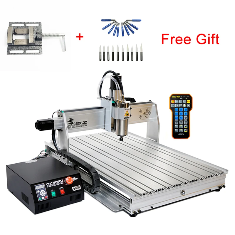 

DIY Mini CNC High Power Engraving Milling Machine 8060 2.2KW 3Axis for PVC ABS PCB Wood Aluminum Work With Remote Control Handle