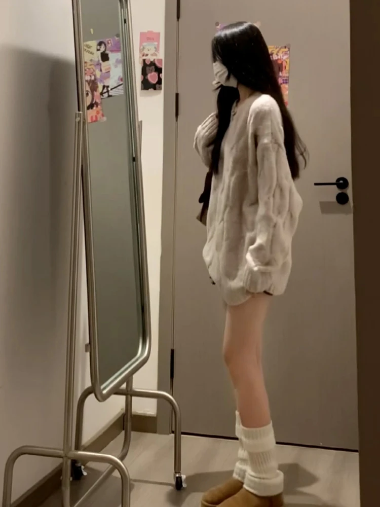 Korean Series Soft Glutinous Loose Pullover Sweater Women Early Autumn Wear Idle Sle Twist Knit High Sense Long sleeve Top