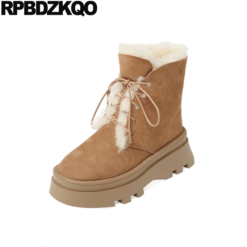 

Ботинки женские зимние из натурального меха, на высоком каблуке, со шнуровкой