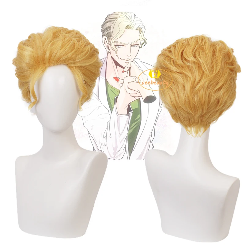 

JoJo's Bizarre Adventure Yoshikage Kira Diamond Is Unbreakable Cosplay Wig Blonde Curly Hair Heat Resistant Synthetic Hair Props