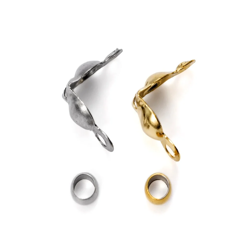 Соединительная застежка золотого цвета из нержавеющей стали бусины с обжимными