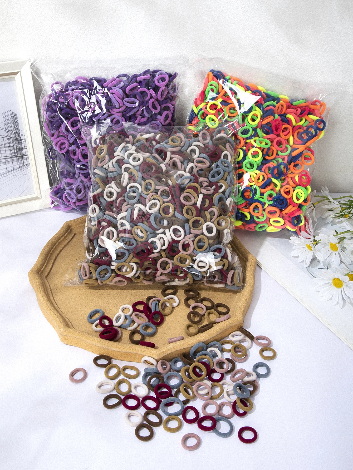 100 Упаковок Маленькие Бесшовные Резинки Для Волос Высокоэластичные Разноцветные