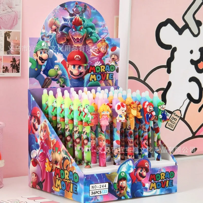 Фото Набор из 6/12 стираемых ручек Mario Touch Pen 3D с мультяшным дизайном, гладкие и легко стираемые, для студентов, подарок, канцелярские товары №2