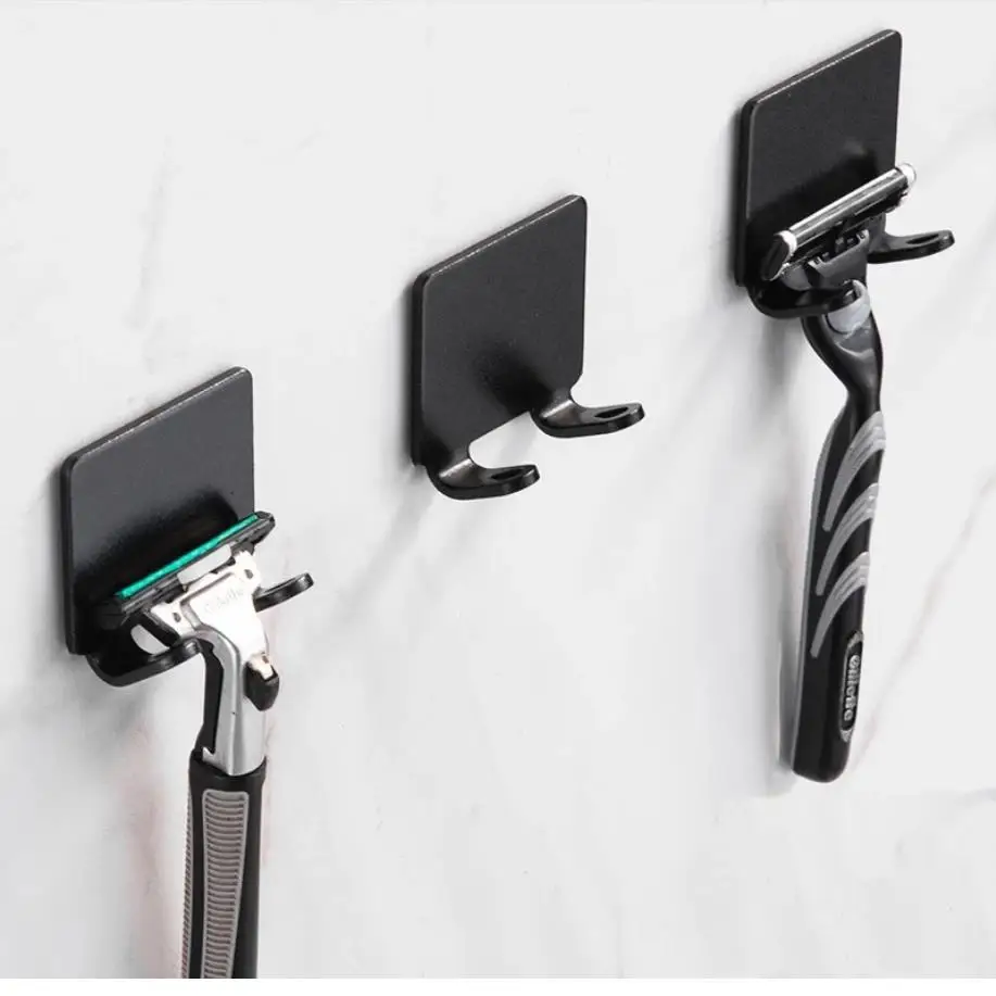 

2Pcs Punch Free Razor Holder Storage Hook Wall Men Shaving Shaver Shelf Bathroom Razor Rack Wall Bathroom Organizer Accessories