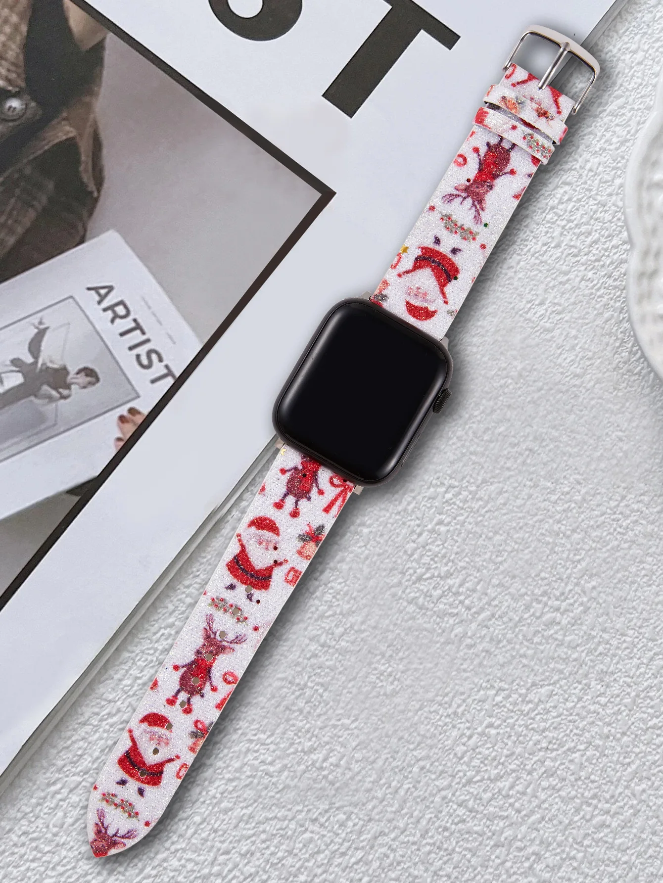 

strap For Apple watch 44mm 45mm 49mm Accessorie wristband 8 Ultra49mm 7 5 4 3 Christmas glitter leather watch band