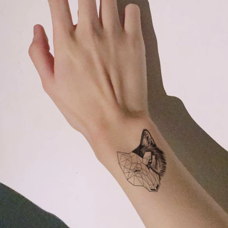 

Fragments Waterproof Temporary Tattoo Sticker Black Bear Wolf Fake Tattos Flash Tatoo Arm Hand Chest Neck Body Art for Women Men