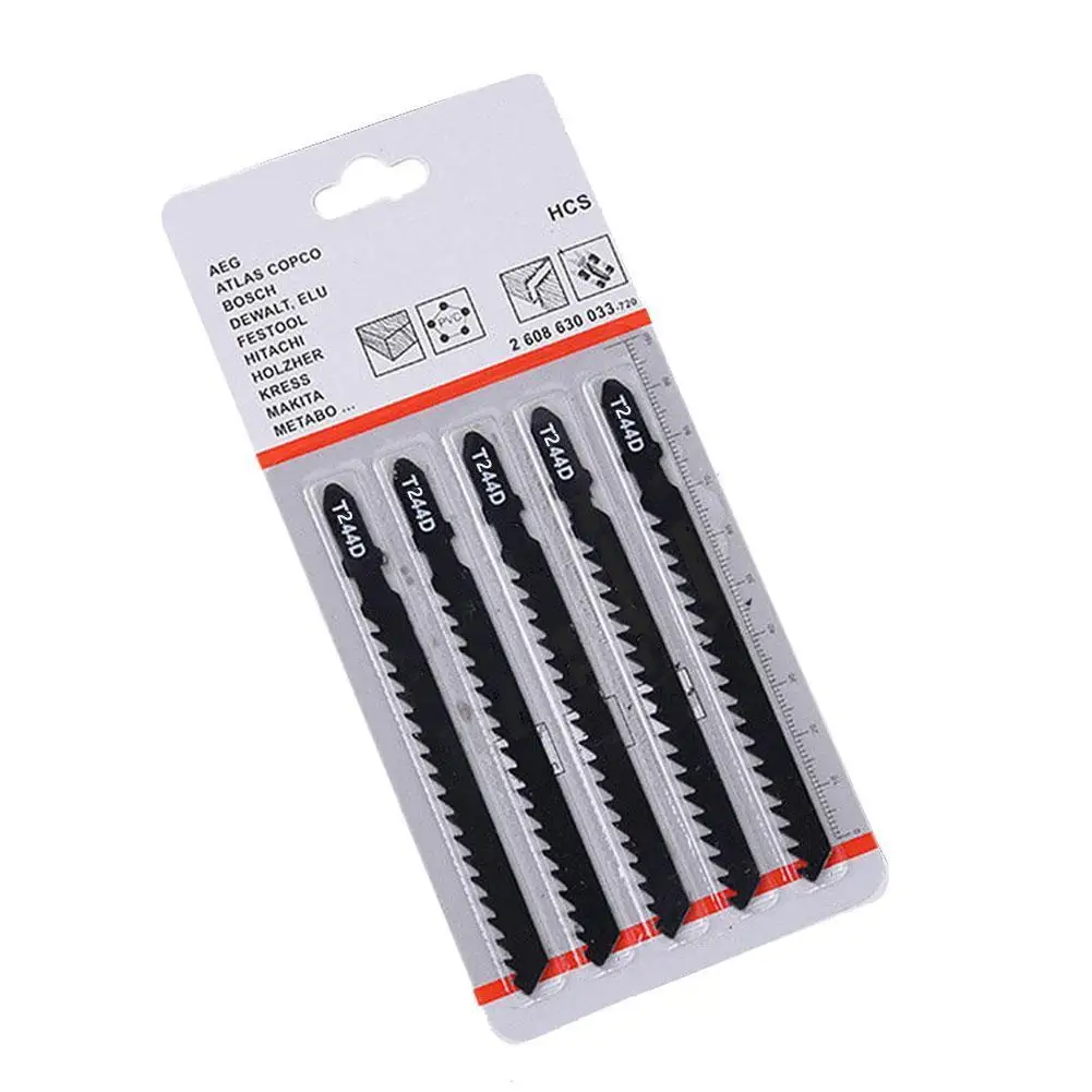 5Pcs/Set T244D HCS T-Shank Curved Jigsaw Blades for Wood Fast Cutting Tools Jig Saw Blade Tool Accessories 74mm
