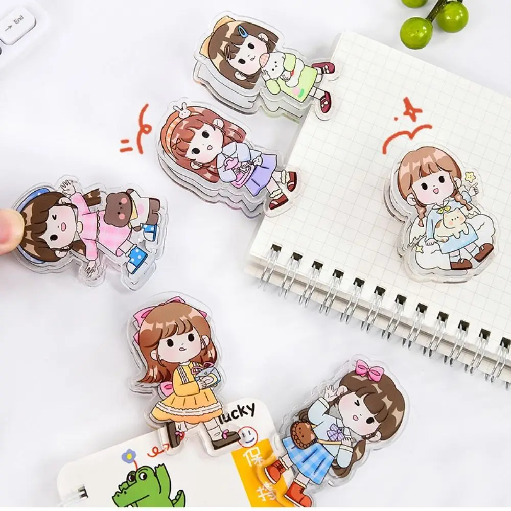 

Cute Girl Storage Simple Arcylic Book Clip Test Paper Ticket Holder DIY Hand Account Small Clip Paper Folder Student Stationery