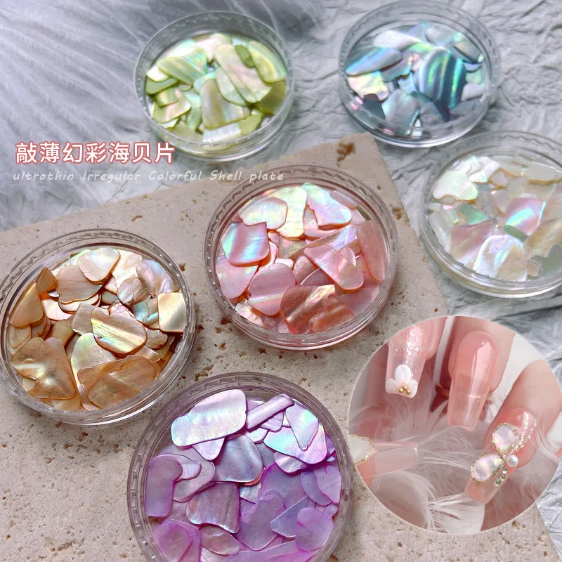 

Nail Jewelry Natural Shell Candy Irregular Breakable Aurora Symphony Abalone Slices Natural Shells Decoration For Nail Tip