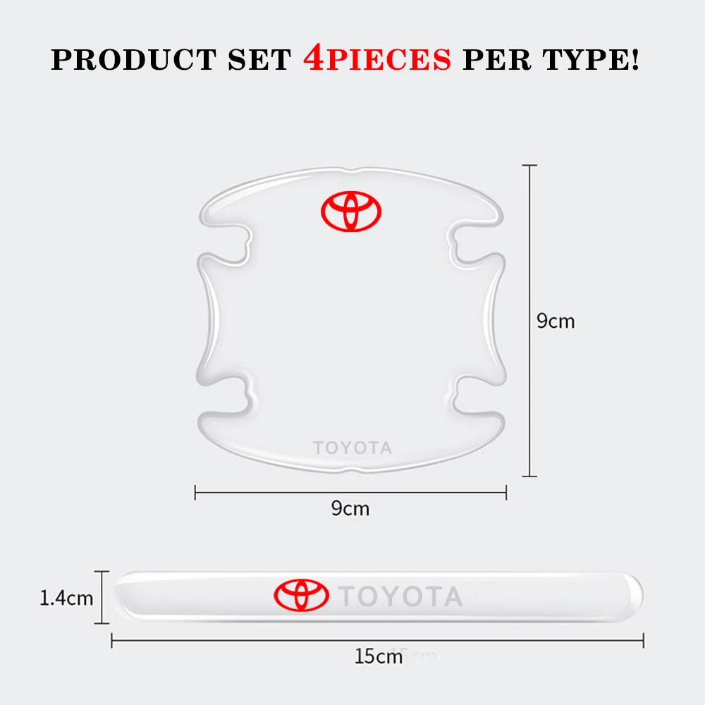 Прозрачные толстые наклейки на дверную ручку автомобиля защитные для Toyota Camry CHR
