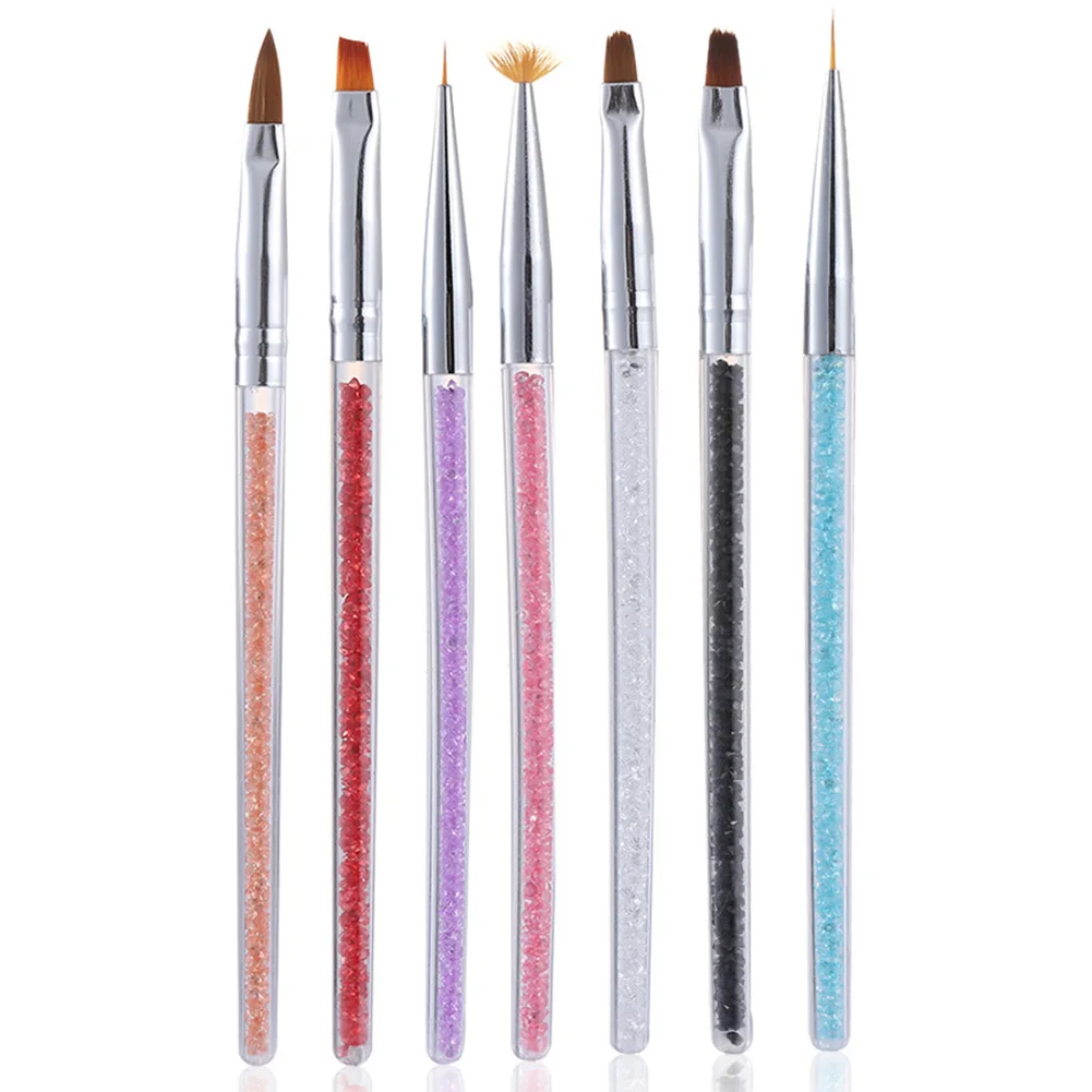 

7pcs Carving Art Pen Builder For Acrylic UV Gel Nail Brush Set Manicure Tool Liner Dotting DIY Drawing Painting Salon