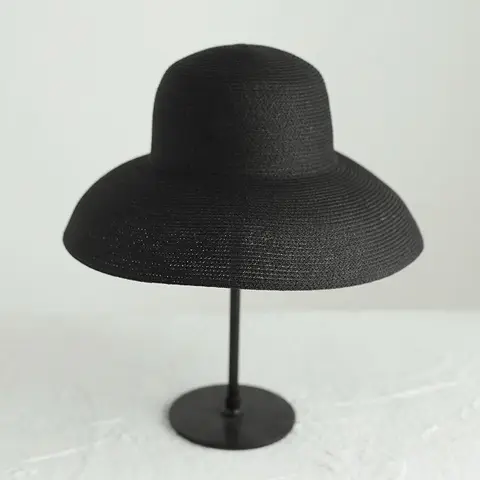 Шляпа женская Соломенная в винтажном стиле, Пляжная Праздничная Панама от солнца в стиле Хепберн, однотонная