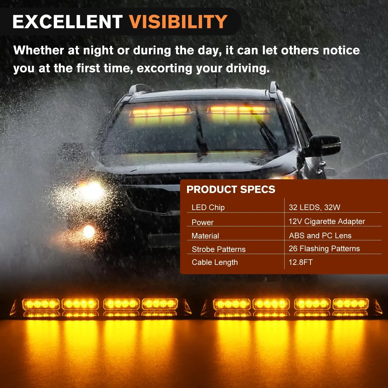 Автомобильная аварийная Стробоскопическая Лампа для приборной панели желтая