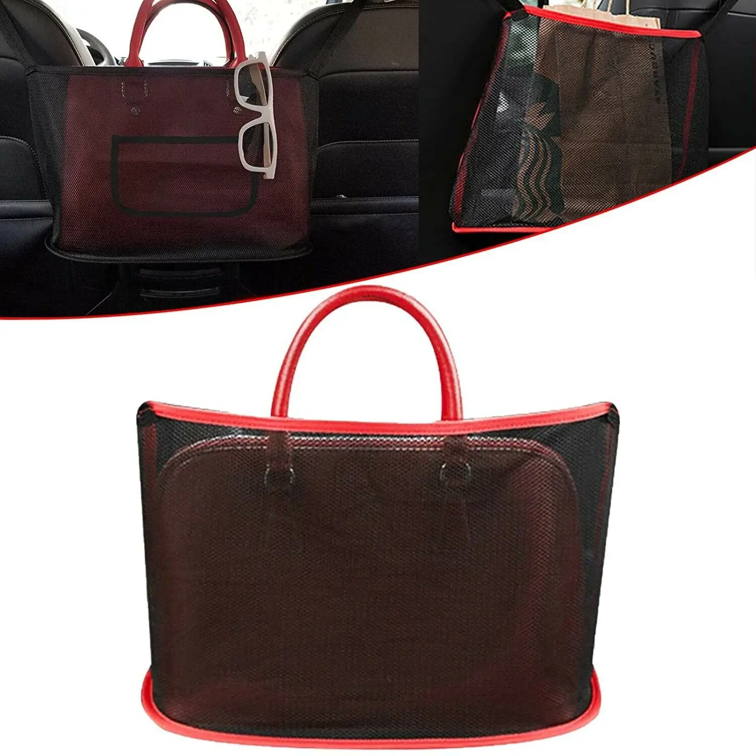 

Car Net Pocket Handbag Holder Car Seat Storage Between Seat Storage Barrier